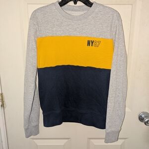 Men's Gray and Yellow Aeropostale Pull Over Sweater Shirt